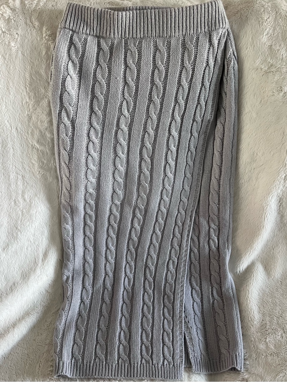 SHEIN Cable Knit Midi Skirt in Light Gray